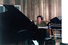 John Cale about to record his piano part for Violence for the Marc Almond album Fantastic Star - April 18, 1994 photo: Jo Dawkins