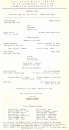 Composer's Forum show at Berkshire Music Center, Chamber Music Hall at Tanglewood, Lenox, USA program