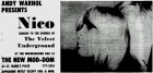 Ad in the February 1967 issue of the Village Voice for Nico's residency at the Dom