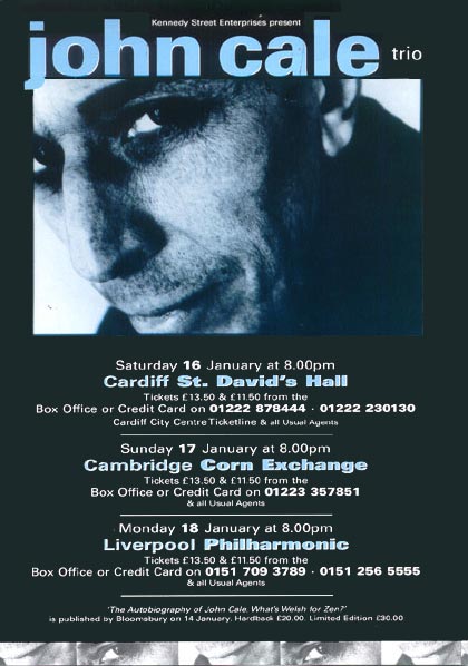Flyer for the UK 1999 tour