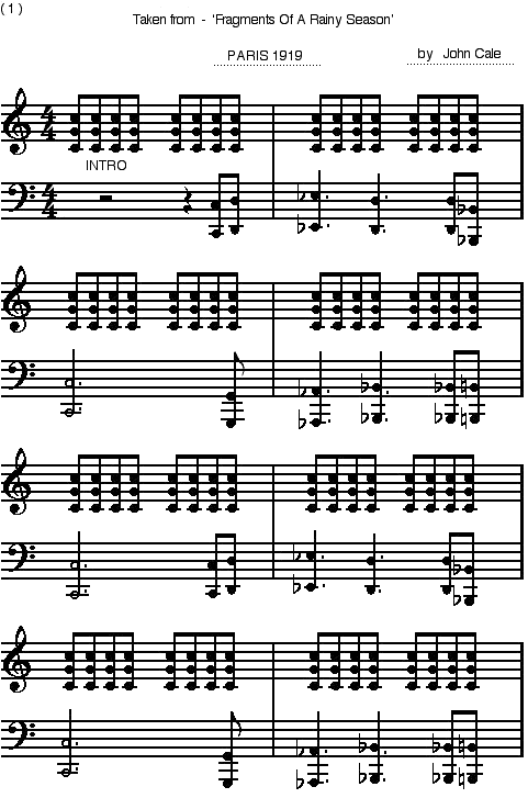 John Cale Sheet Music Paris 1919 Fragments Of A Rainy Season Version 01