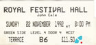 Ticket Stub London 1992-11-22 - Thanks: Peter Elliot